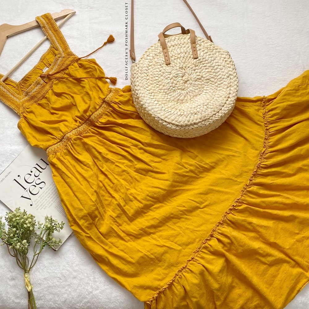 Golden Yellow Boho Midi Sundress